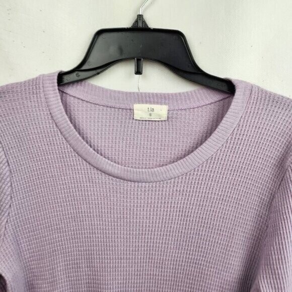 Anthropologie T.La Womens Top Small Lavender Thermal Long Sleeve BOHO Casual - Picture 3 of 8